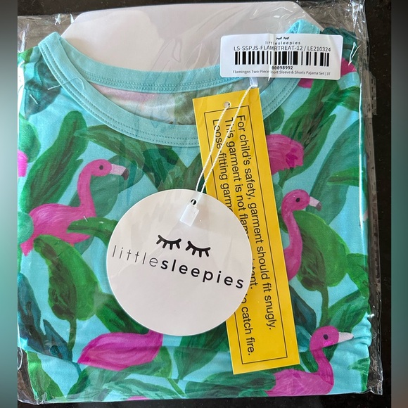Little Sleepies flamingo two piece short sleeve and shorts 3T, NIB - Picture 3 of 3